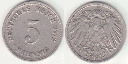1912 D Germany 5 Pfennig A008115
